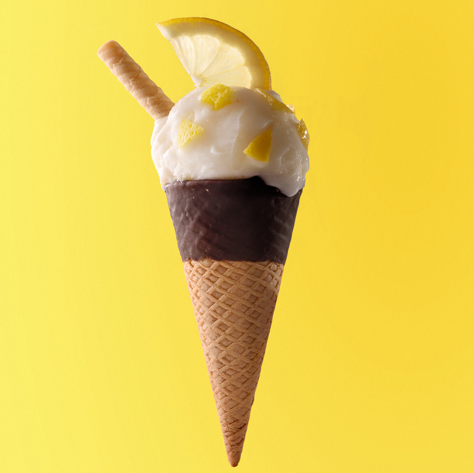 Lemon flavored Ice cream cone
