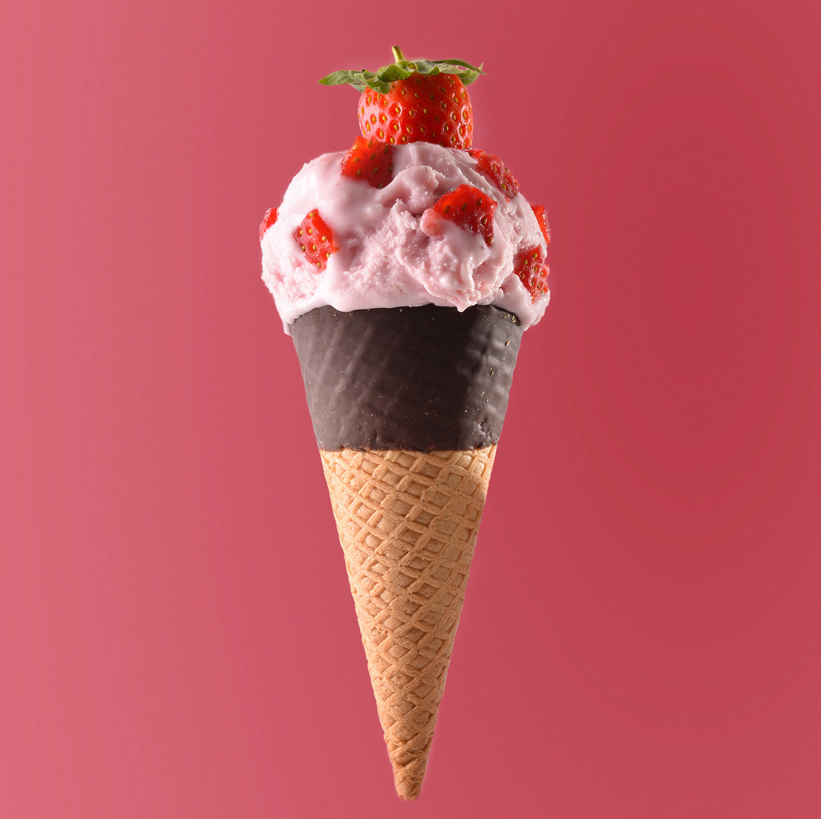 Strawberry flavored Ice cream cone