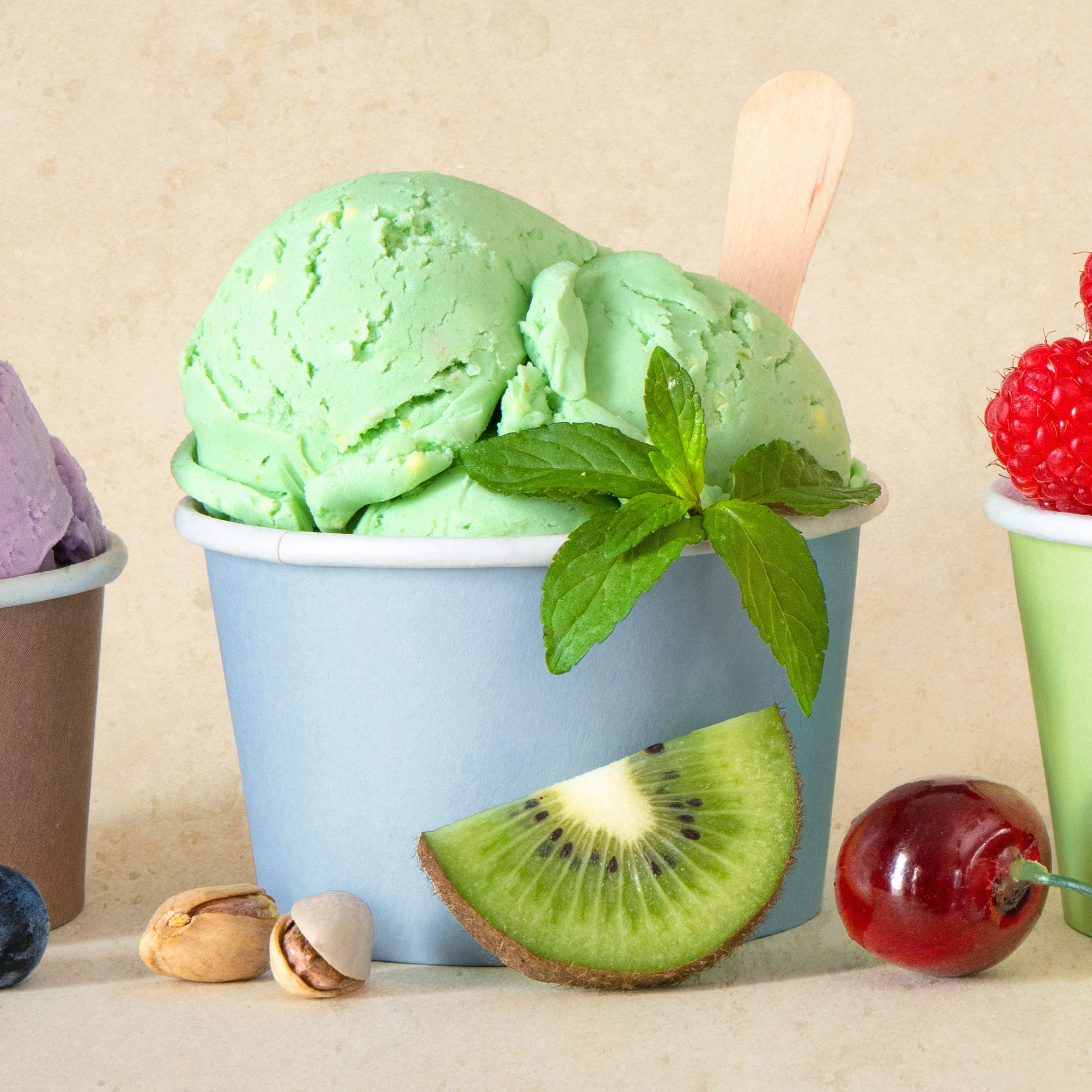 Kiwi flavored Ice cream cup